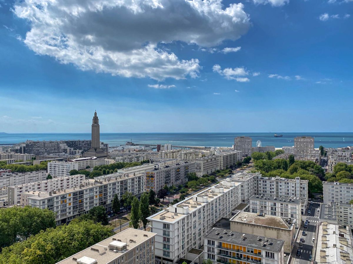 Uitzicht op Le Havre van het Hôtel de Ville 